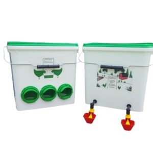 Mangeoire pour petits oiseaux 7kg (6 ports d’alimentation) + Abreuvoir 10l avec 2 coupelles flottantes